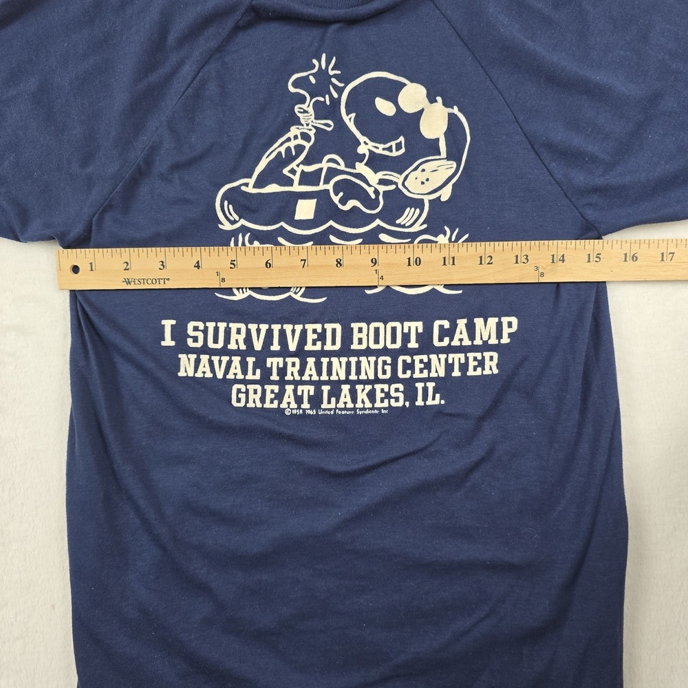 Snoopy US Navy I Survived Boot Camp Shirt Blue Men's Size Medium Peanuts Vintage - Picture 5 of 7
